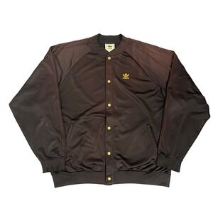 Vintage 90s Adidas Trefoil Snap Button Track Jacket Size XL Black Rare Athletic